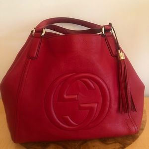 Red Leather Gucci Soho Handbag